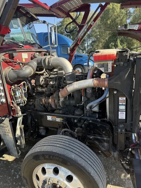 Diesel engine with the hood open